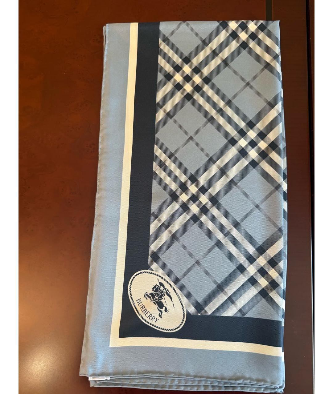 BURBERRY Голубой шелковый платок, фото 6