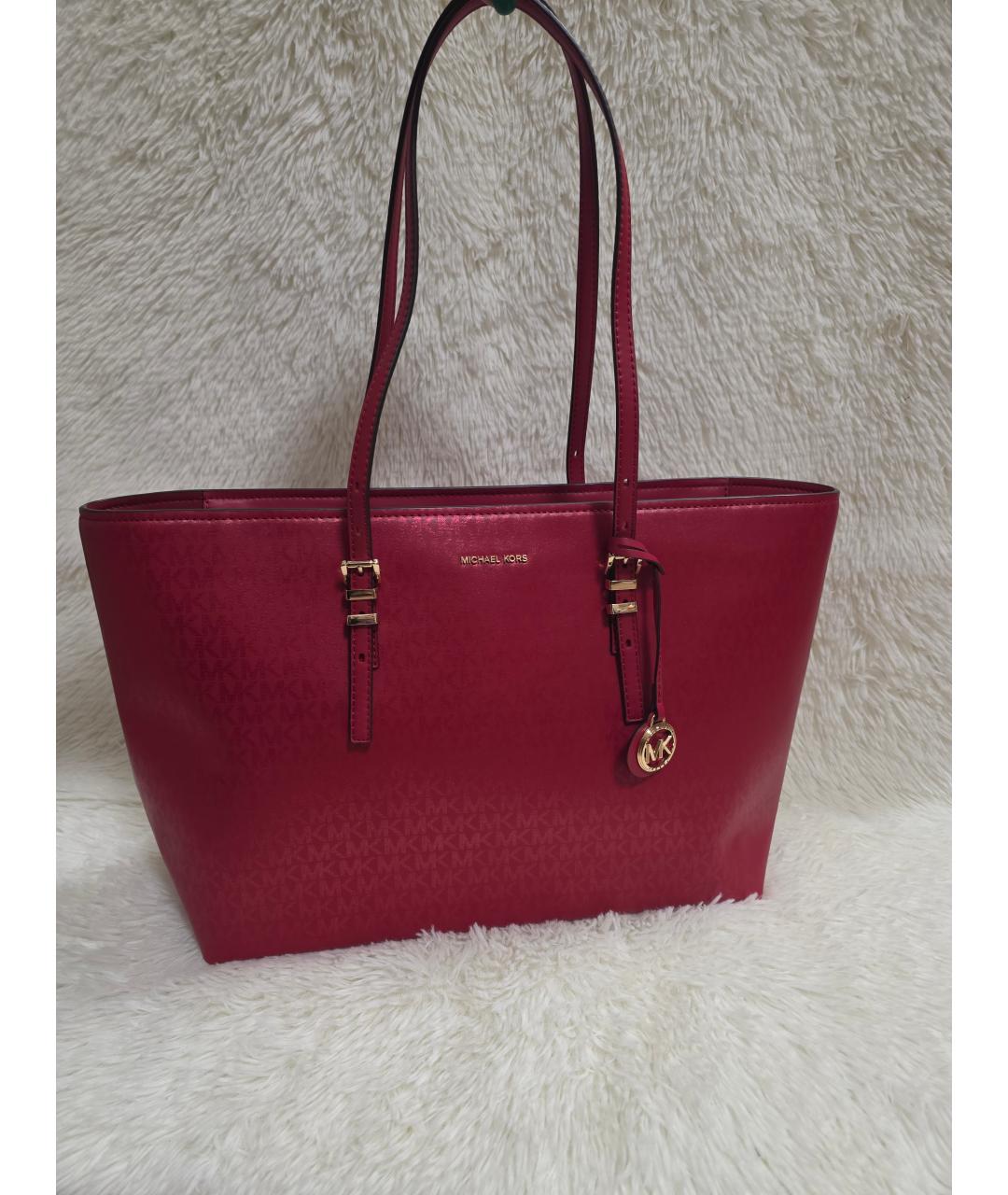 MICHAEL KORS Красная сумка тоут из искусственной кожи, фото 9