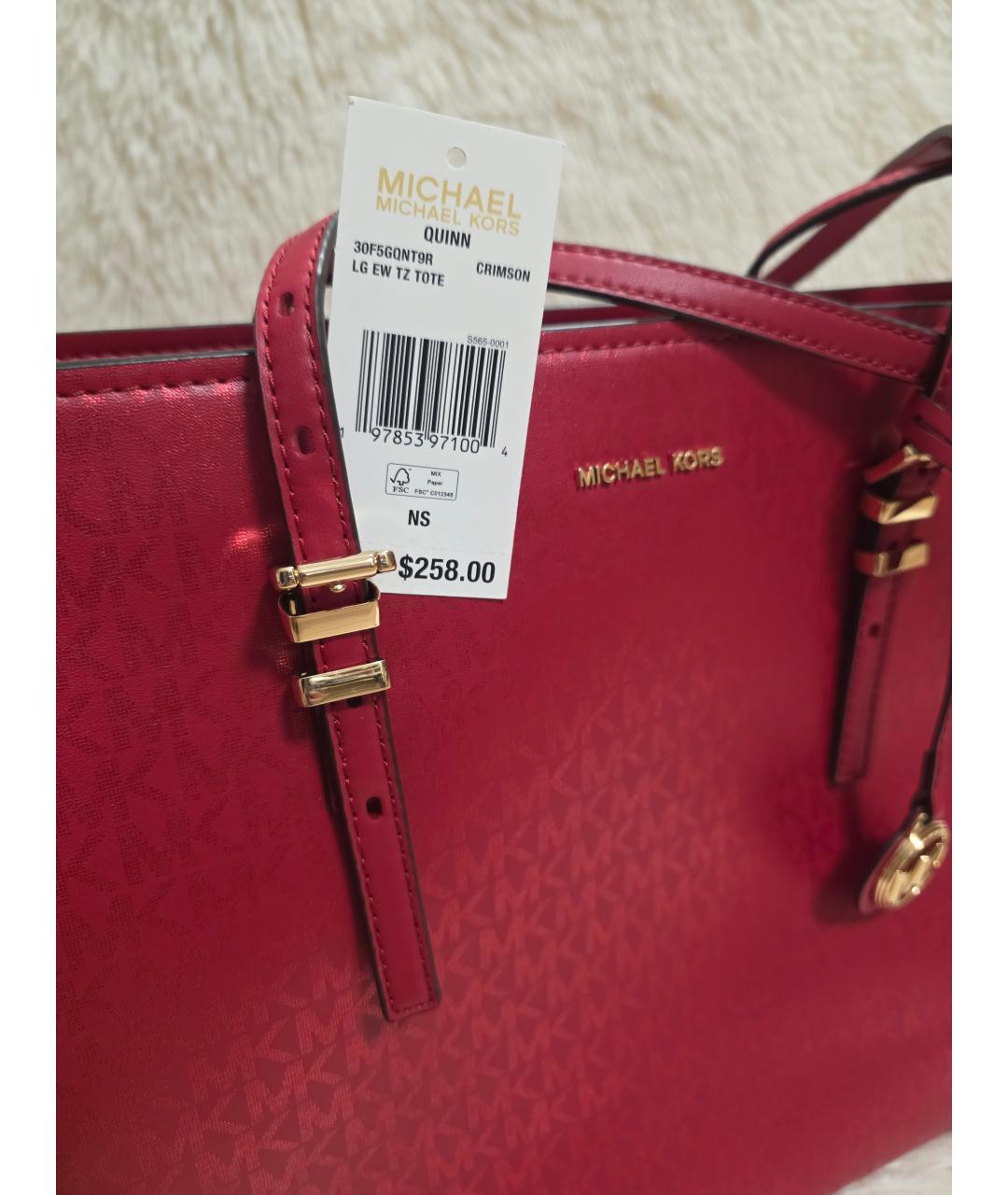 MICHAEL KORS Красная сумка тоут из искусственной кожи, фото 6