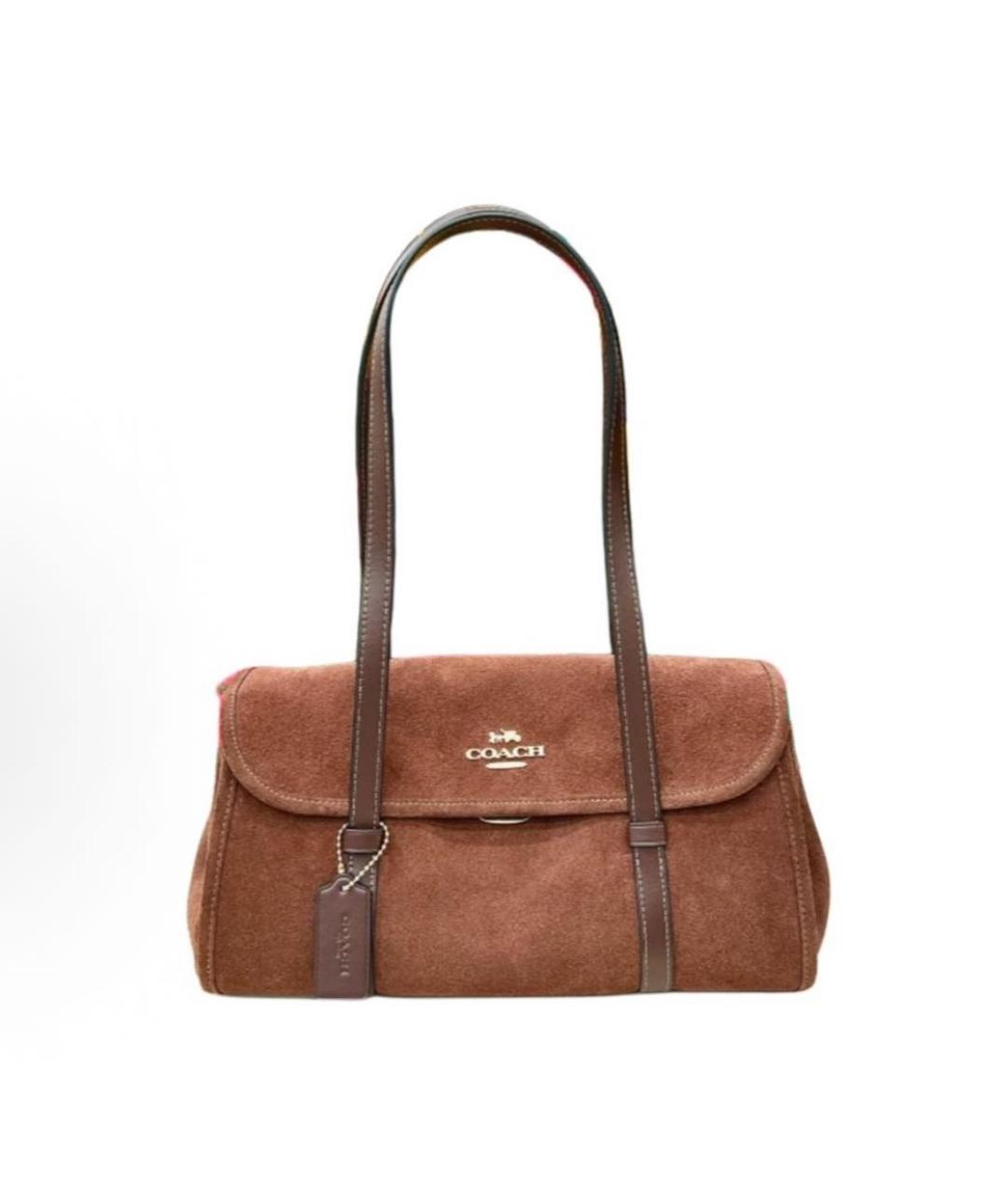 COACH Коричневая замшевая сумка через плечо, фото 8