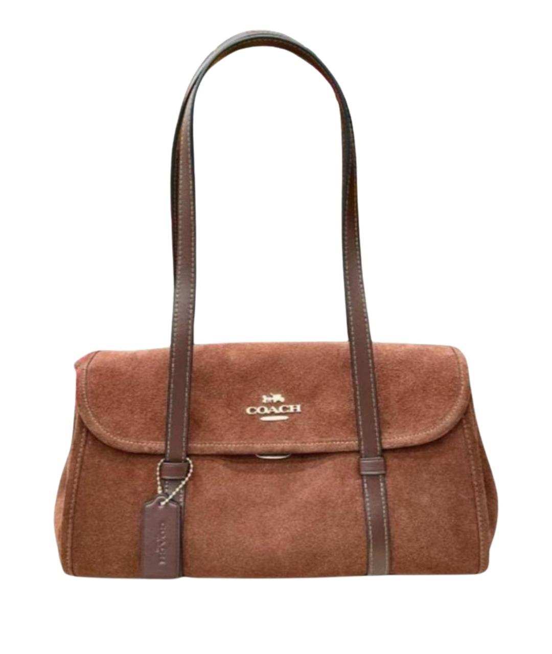 COACH Коричневая замшевая сумка через плечо, фото 1