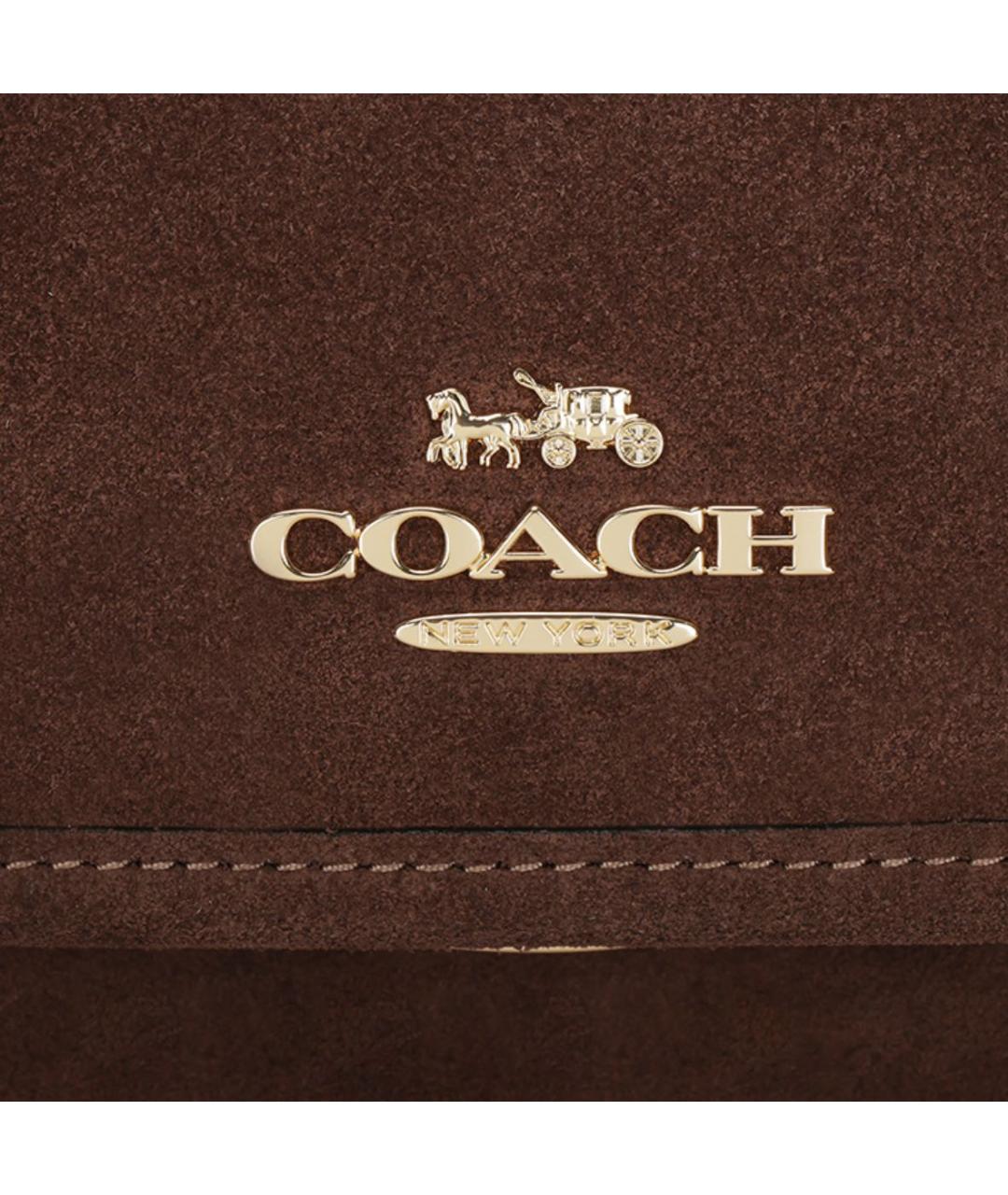 COACH Коричневая замшевая сумка через плечо, фото 4