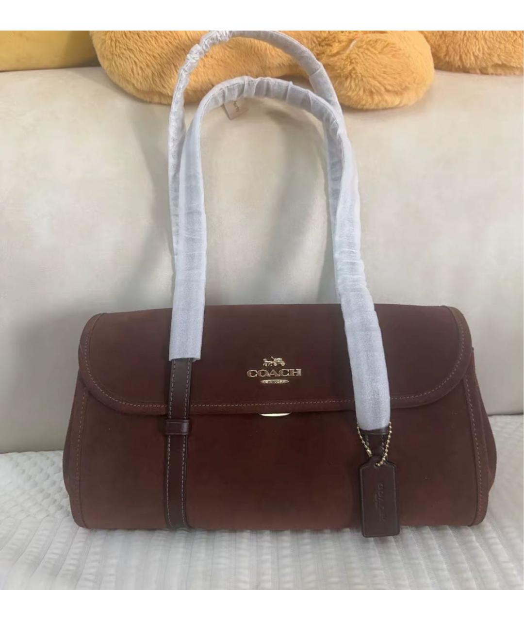 COACH Коричневая замшевая сумка через плечо, фото 5