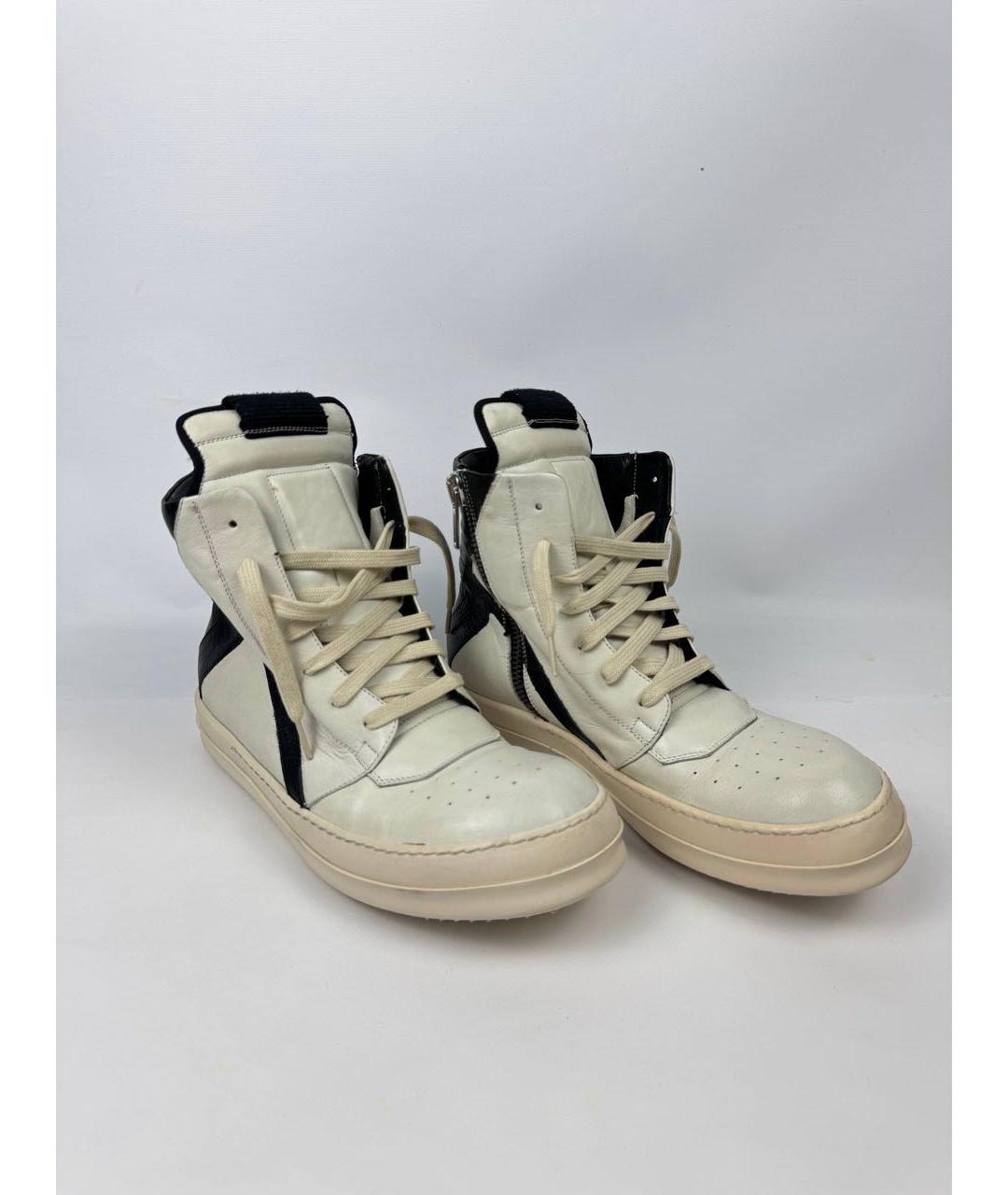 RICK OWENS Бежевые кожаные высокие ботинки, фото 2