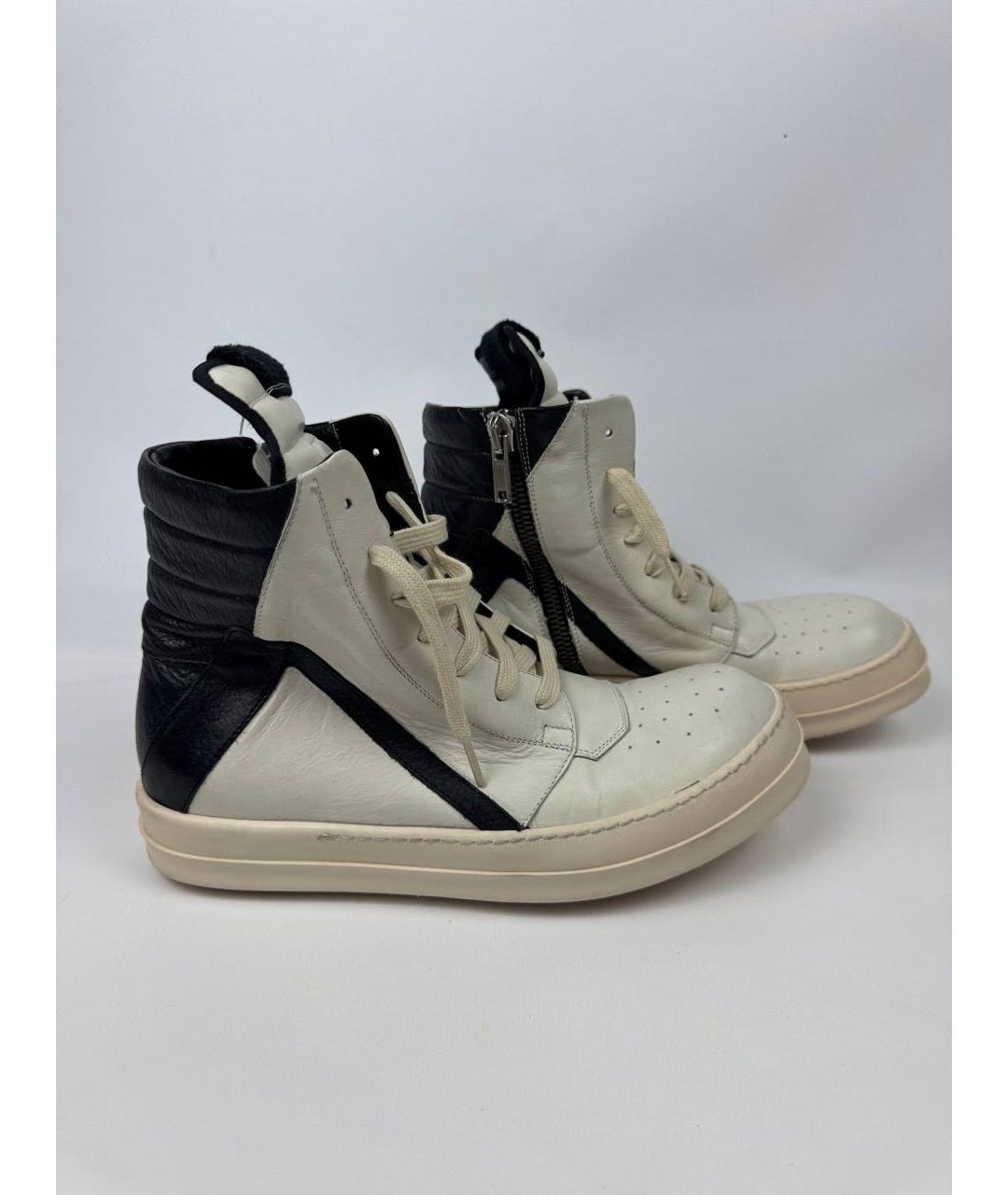 RICK OWENS Бежевые кожаные высокие ботинки, фото 7