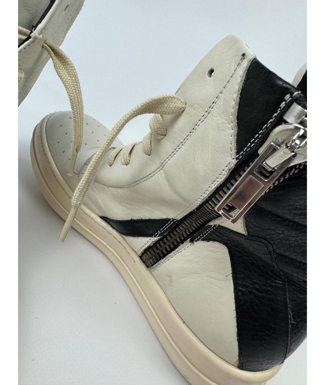 RICK OWENS Бежевые кожаные высокие ботинки, фото 4