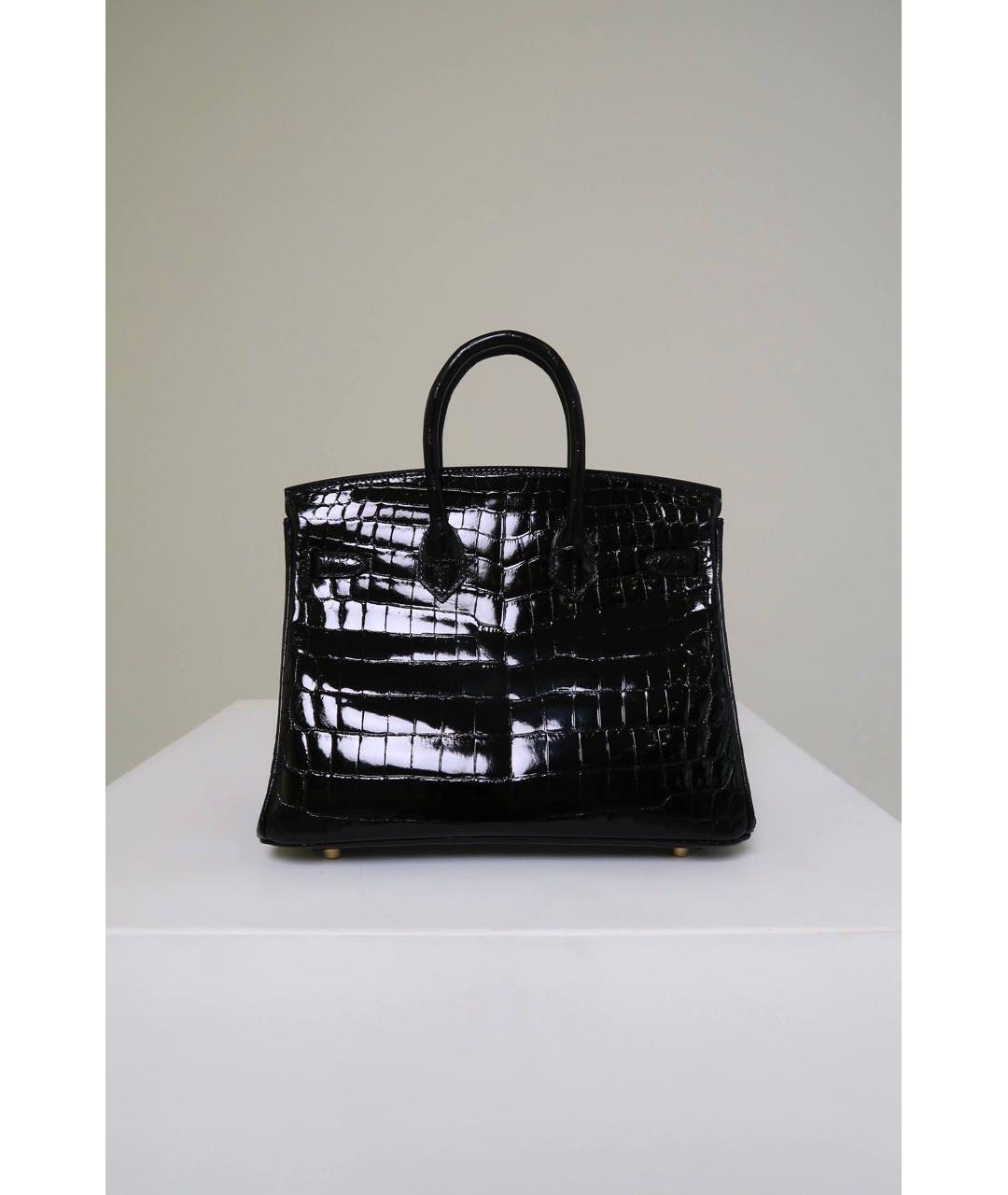 HERMES Черная сумка с короткими ручками из экзотической кожи, фото 4