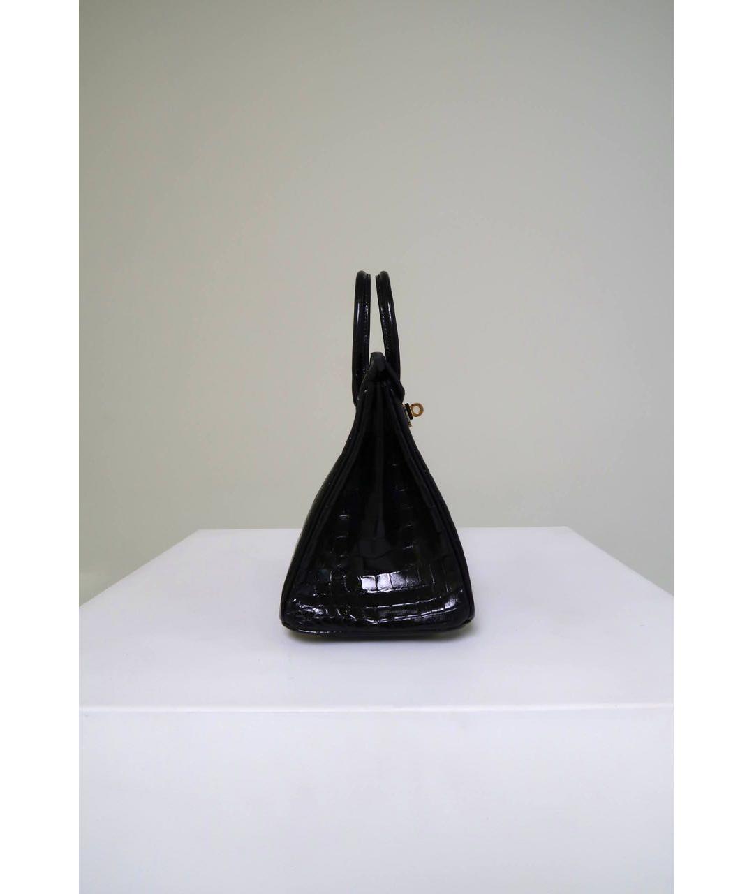 HERMES Черная сумка с короткими ручками из экзотической кожи, фото 5