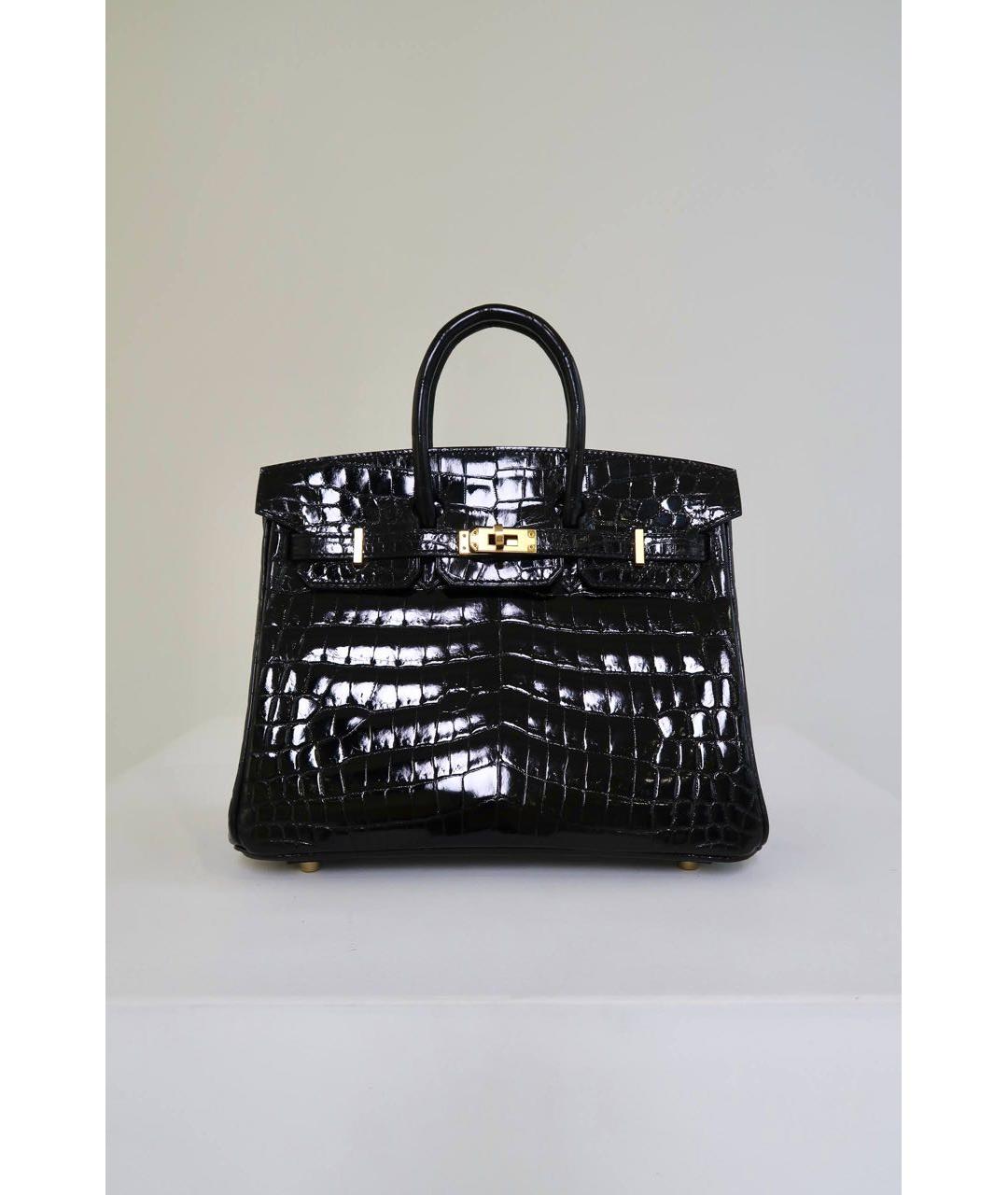 HERMES Черная сумка с короткими ручками из экзотической кожи, фото 2