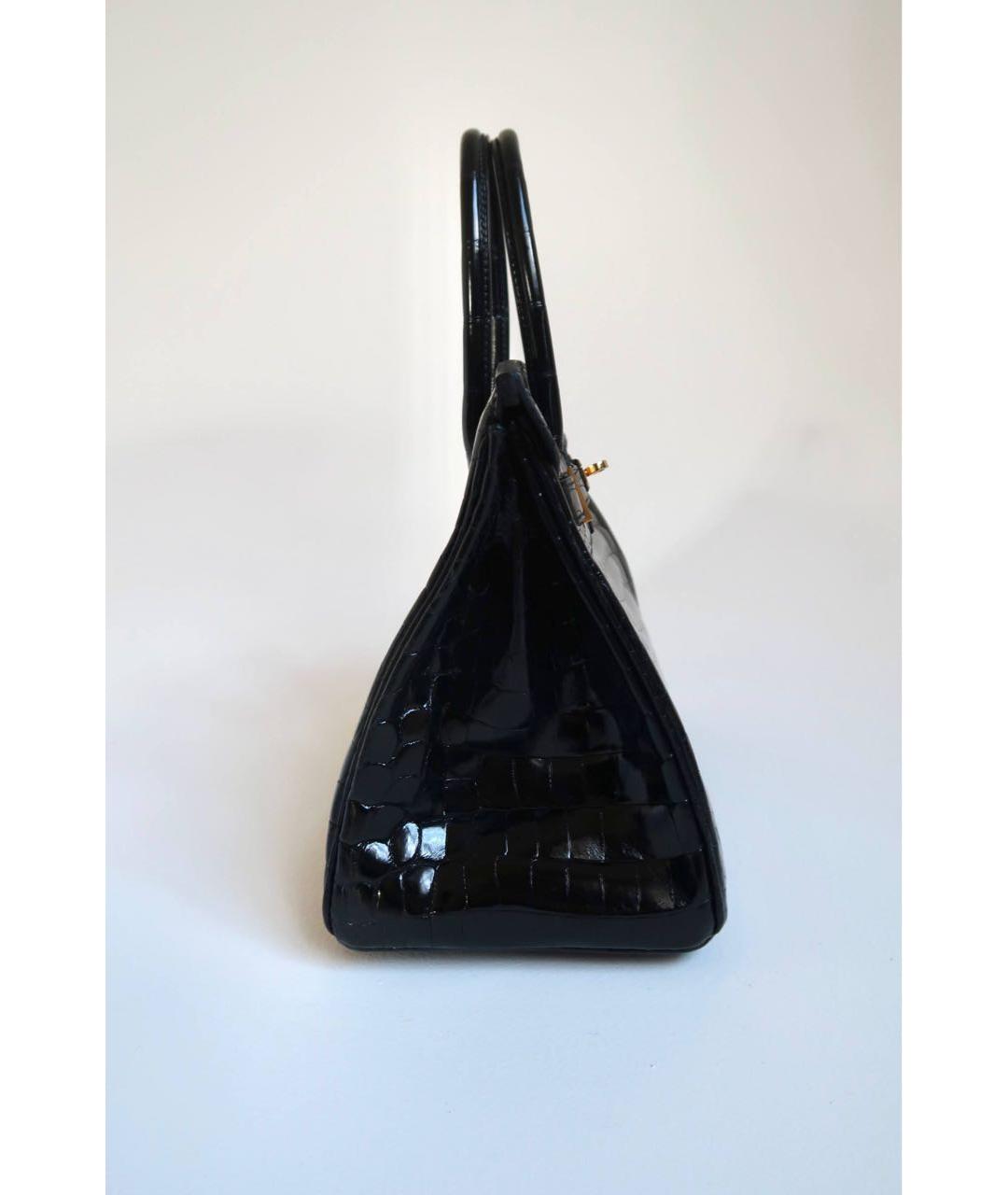 HERMES Черная сумка с короткими ручками из экзотической кожи, фото 3