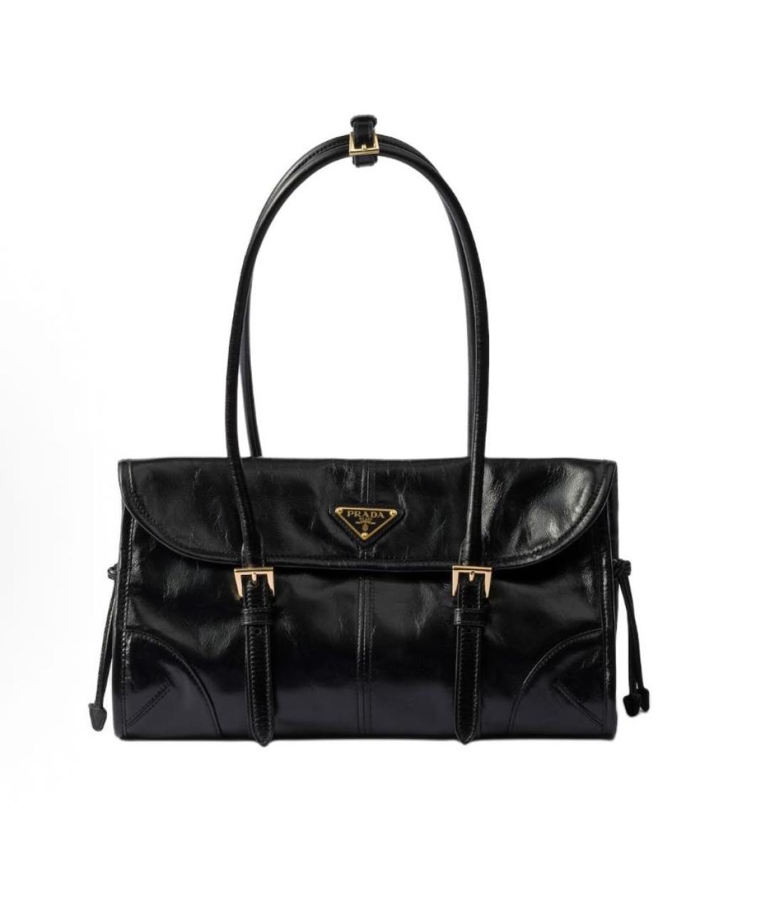 PRADA Черная сумка через плечо из лакированной кожи, фото 1