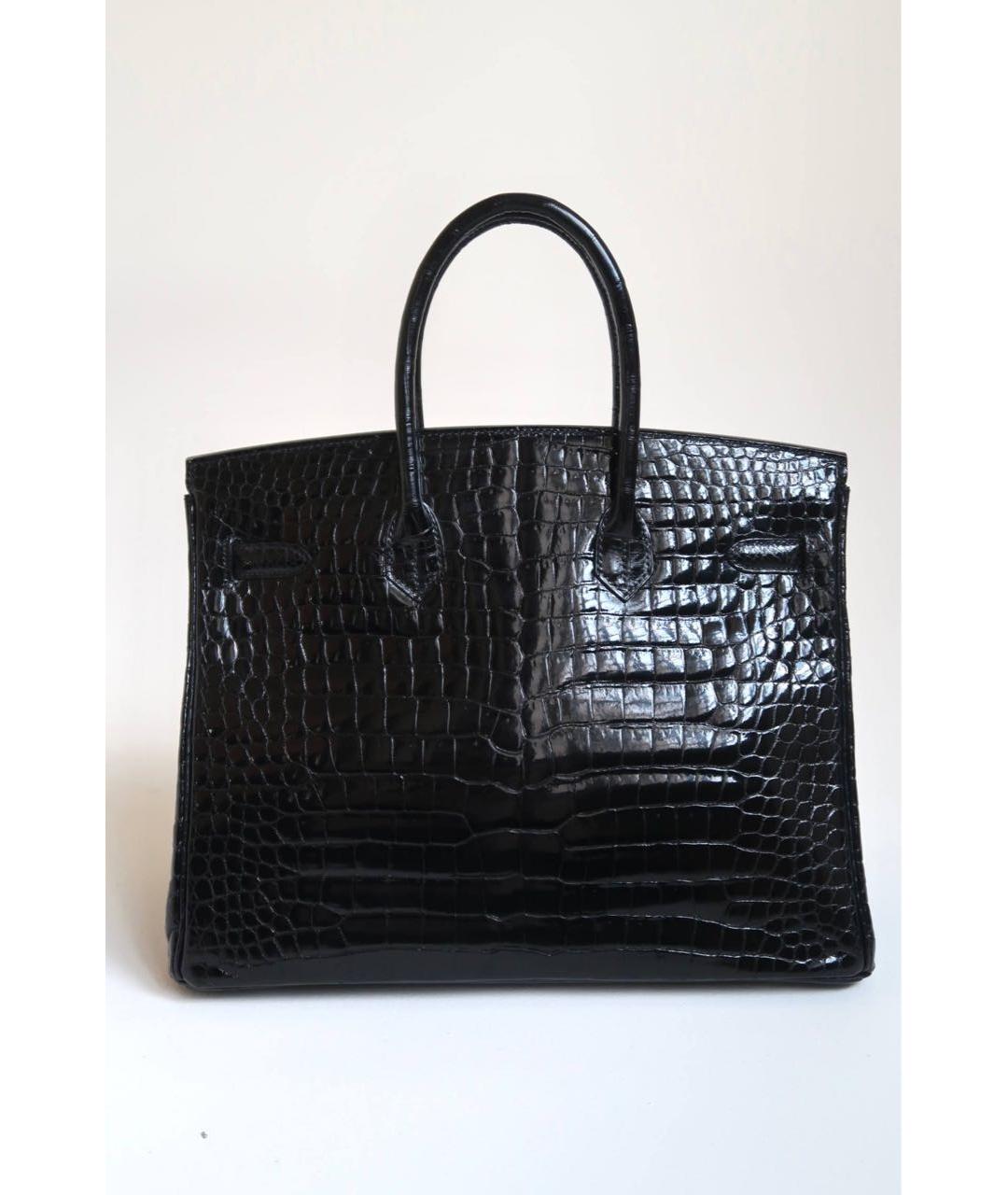 HERMES Черная сумка с короткими ручками из экзотической кожи, фото 4