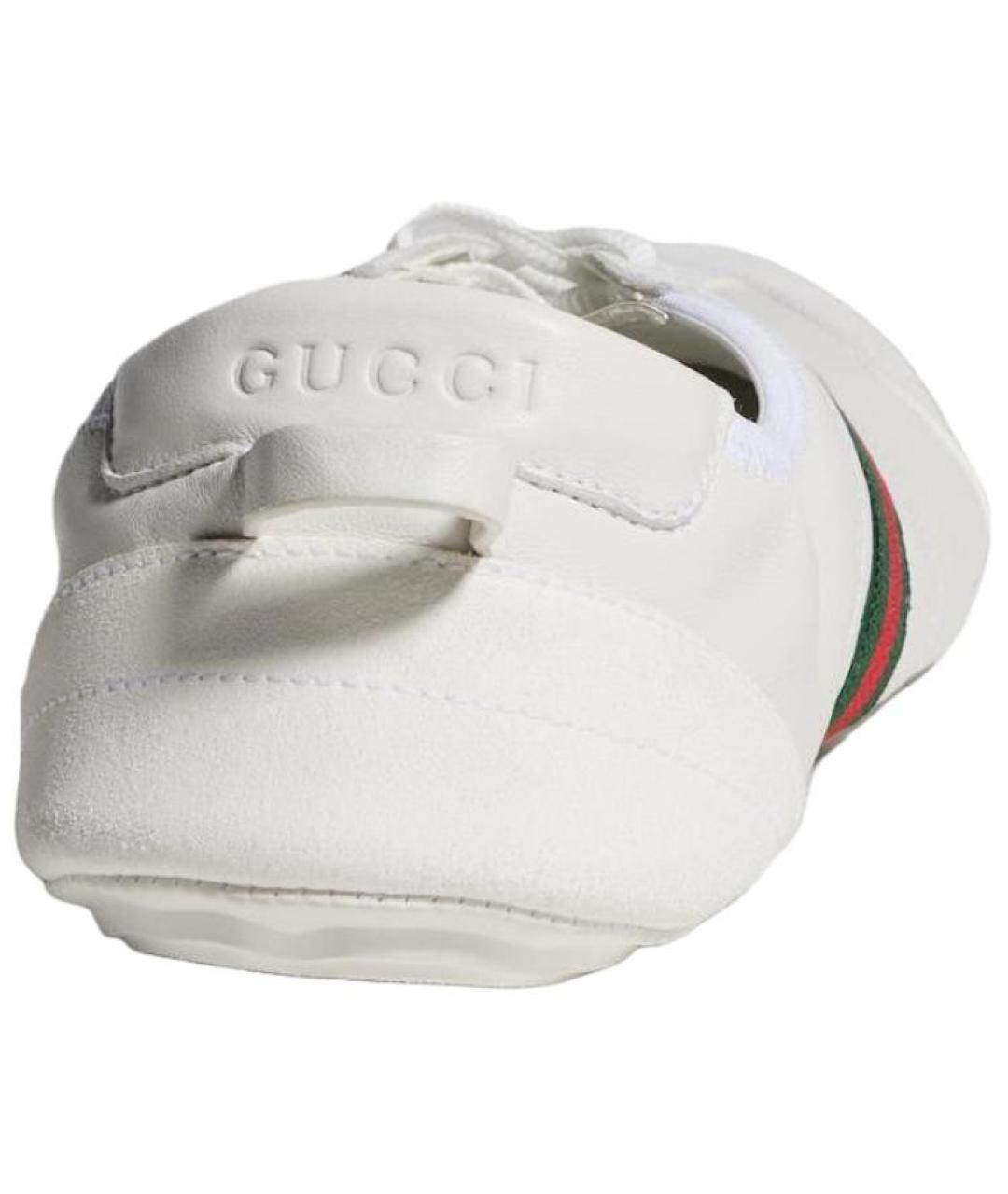 GUCCI Белые кожаные низкие кроссовки / кеды, фото 5