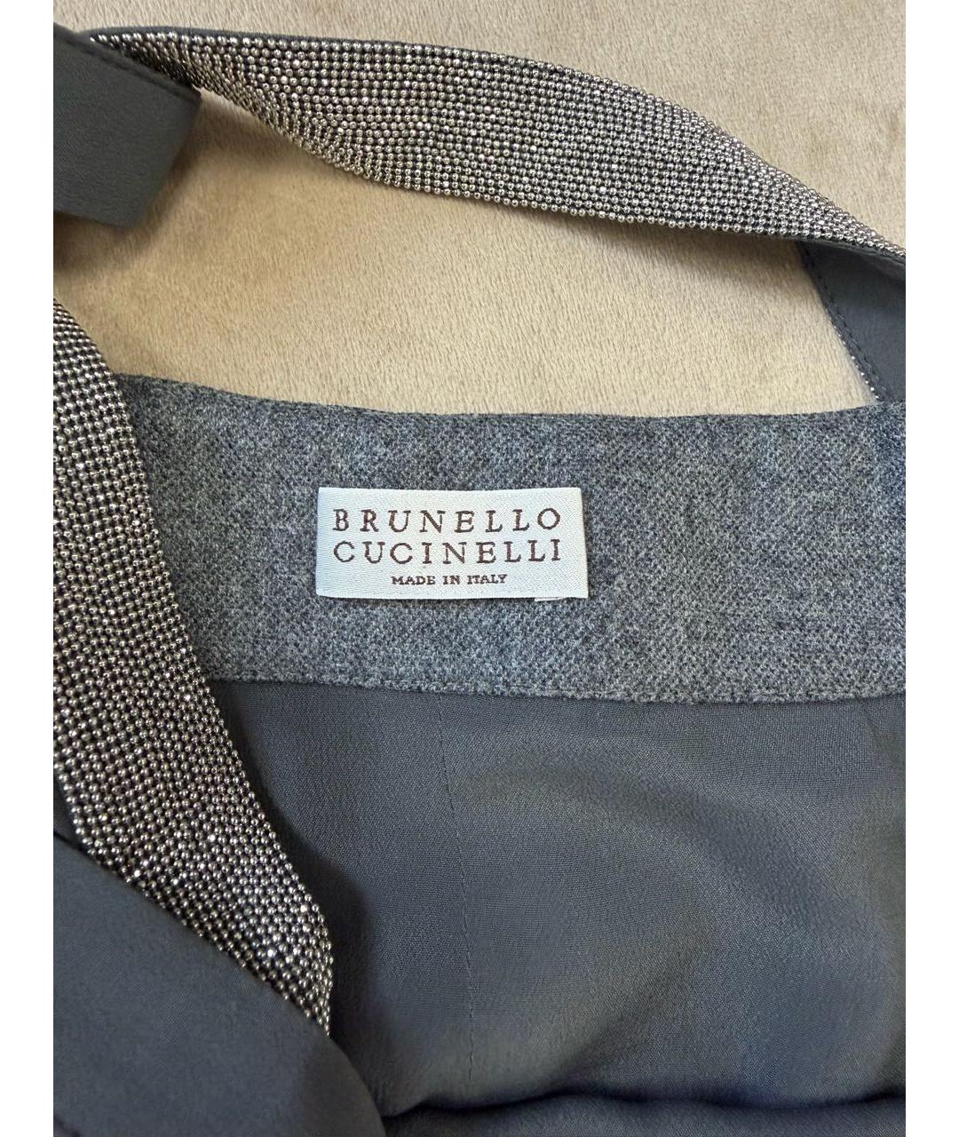 BRUNELLO CUCINELLI Серый шерстяной сарафан, фото 3