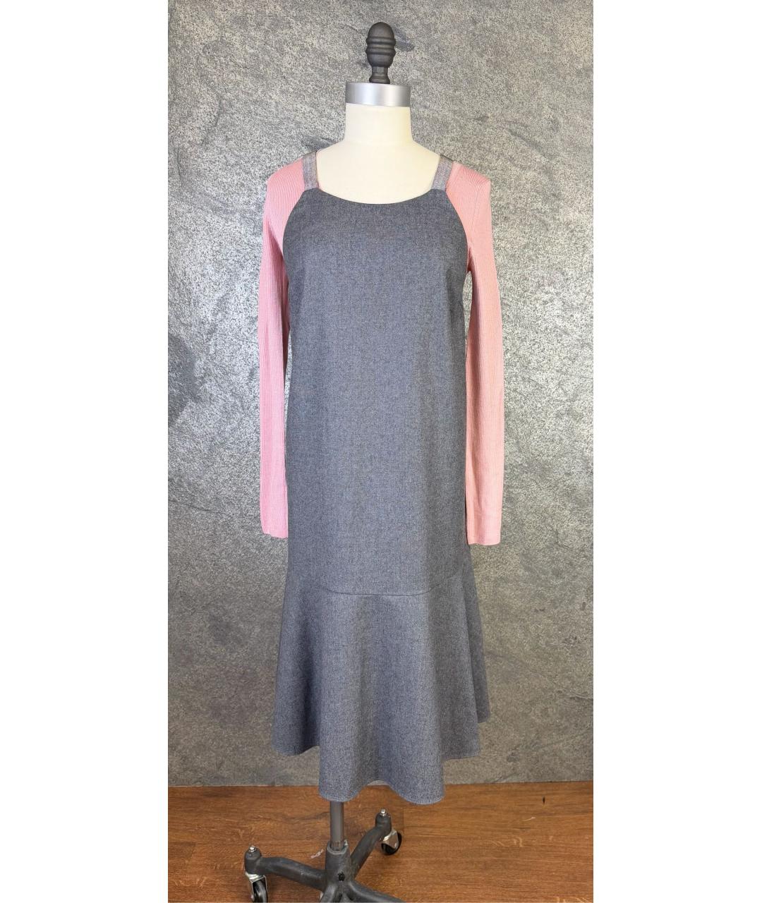 BRUNELLO CUCINELLI Серый шерстяной сарафан, фото 9