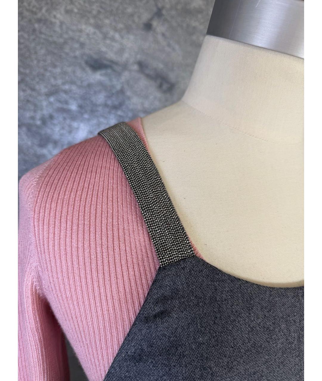 BRUNELLO CUCINELLI Серый шерстяной сарафан, фото 4