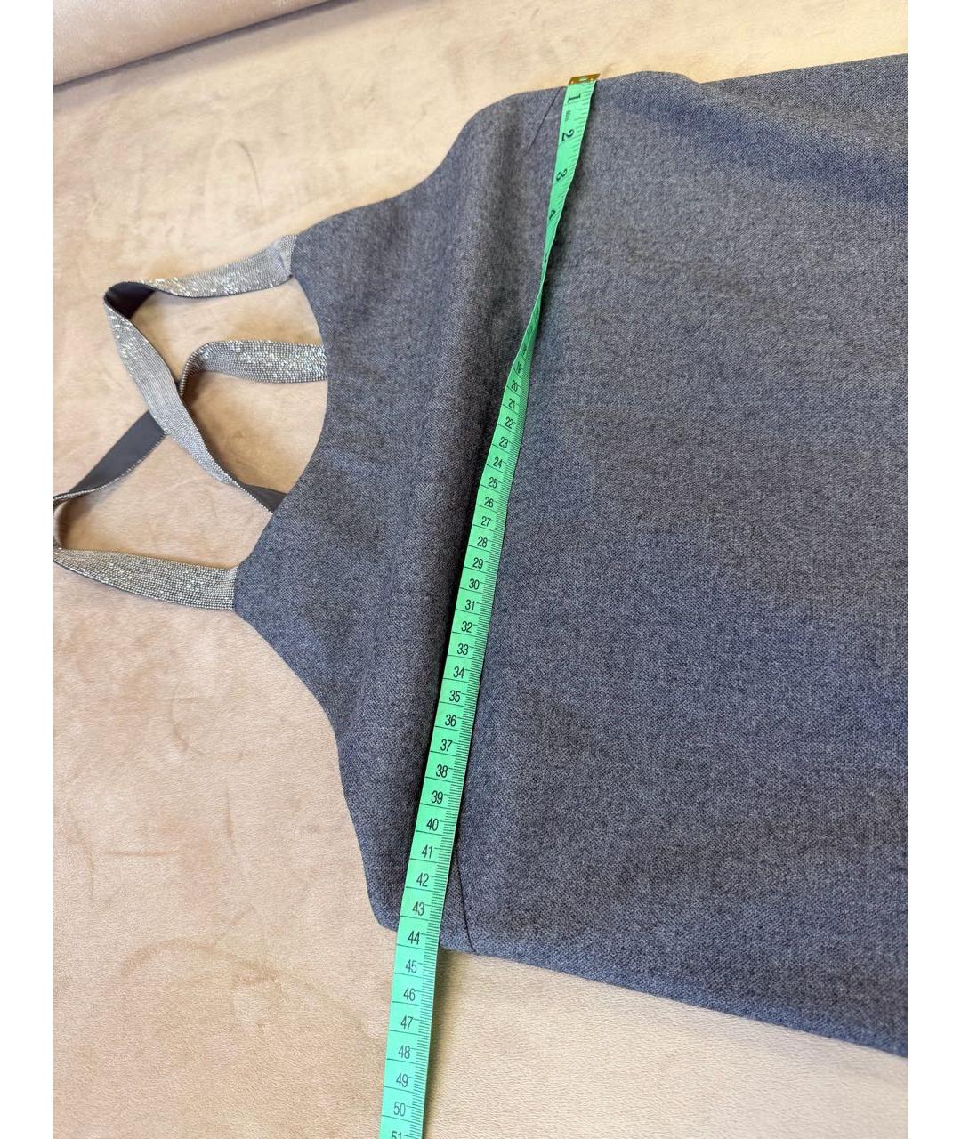 BRUNELLO CUCINELLI Серый шерстяной сарафан, фото 5