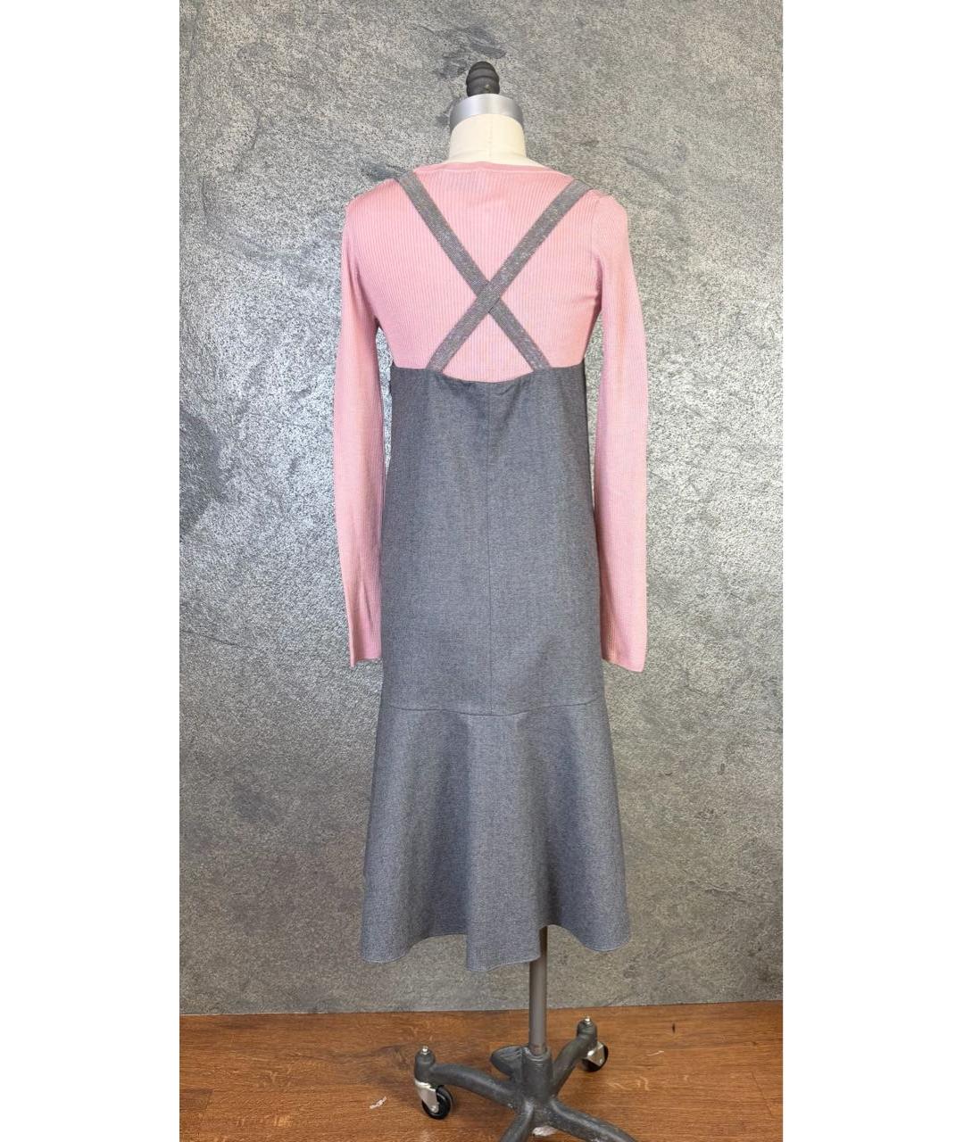 BRUNELLO CUCINELLI Серый шерстяной сарафан, фото 2