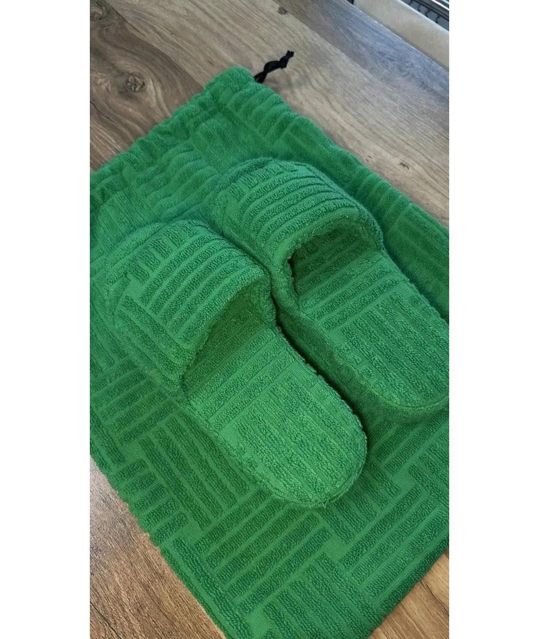 BOTTEGA VENETA Зеленые текстильные шлепанцы, фото 3