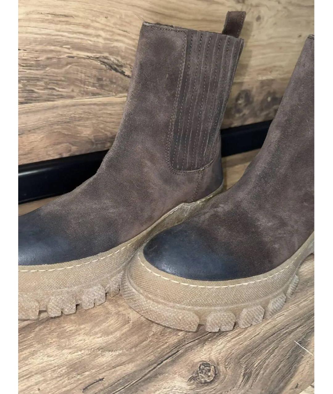 WEEKEND MAX MARA Коричневые замшевые сапоги, фото 2