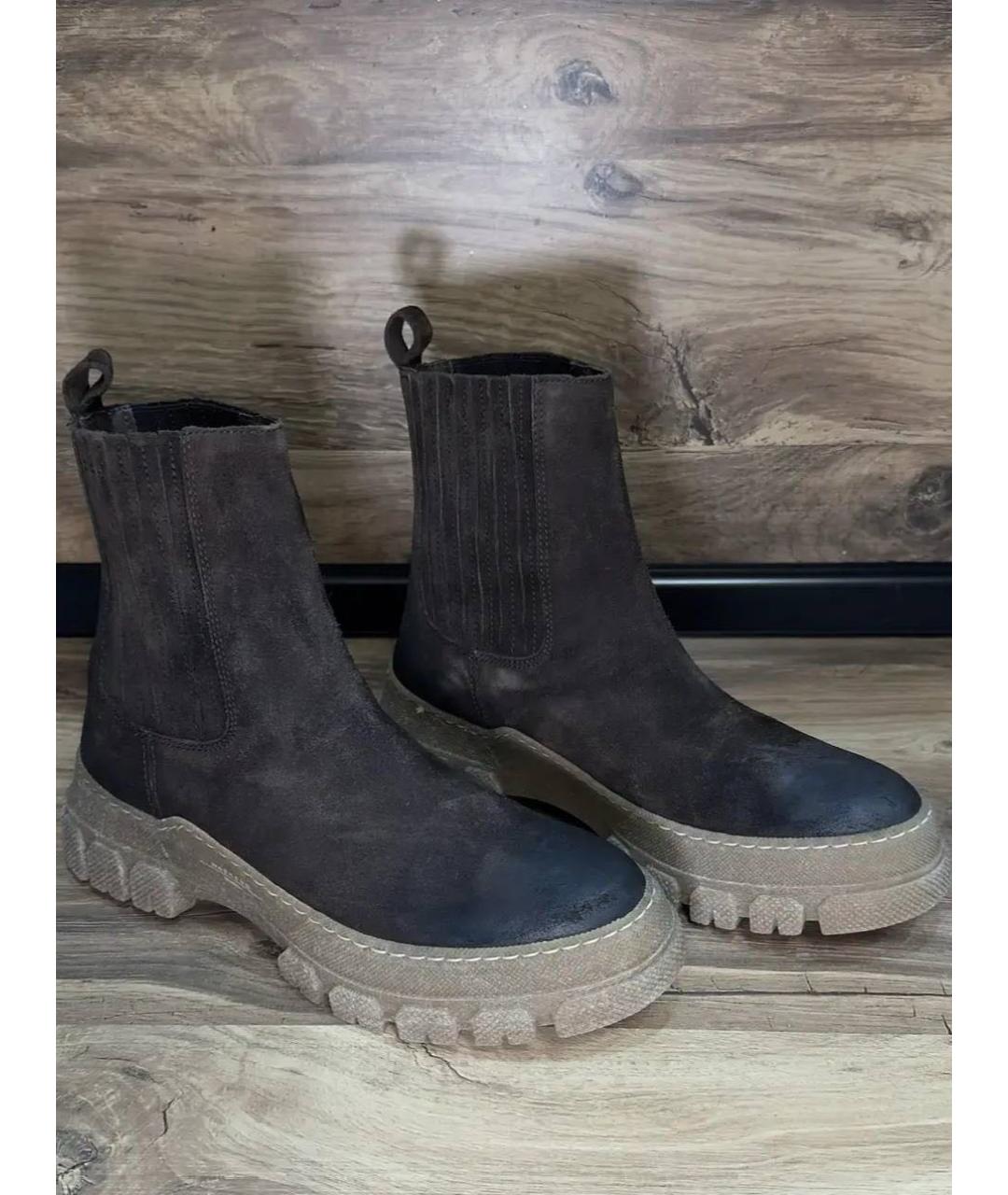 WEEKEND MAX MARA Коричневые замшевые сапоги, фото 4