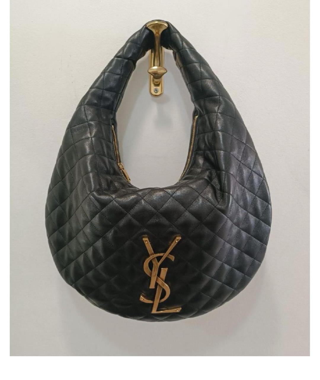SAINT LAURENT Черная кожаная сумка через плечо, фото 2