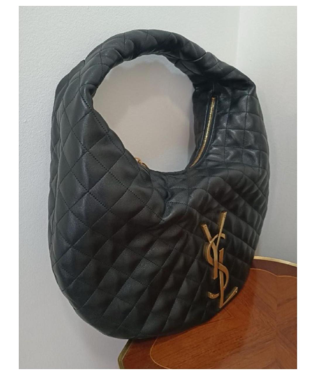 SAINT LAURENT Черная кожаная сумка через плечо, фото 3