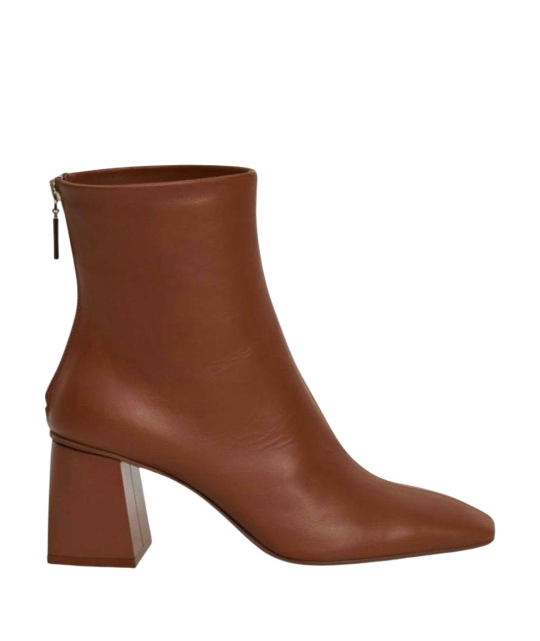 MAX MARA Коричневые кожаные ботильоны, фото 1