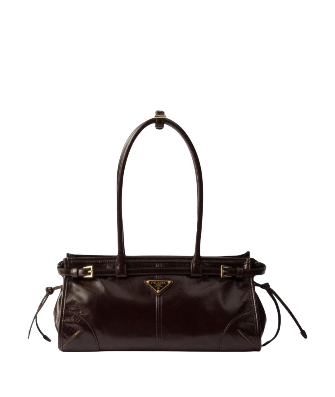 PRADA Коричневая сумка через плечо из лакированной кожи, фото 1