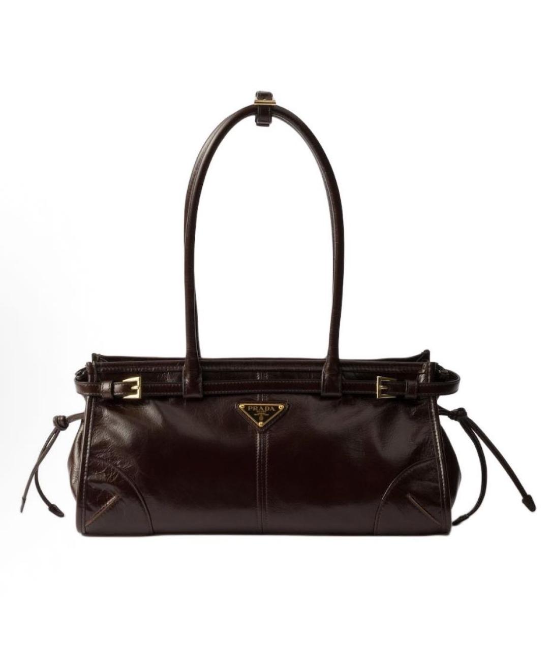 PRADA Коричневая сумка через плечо из лакированной кожи, фото 9