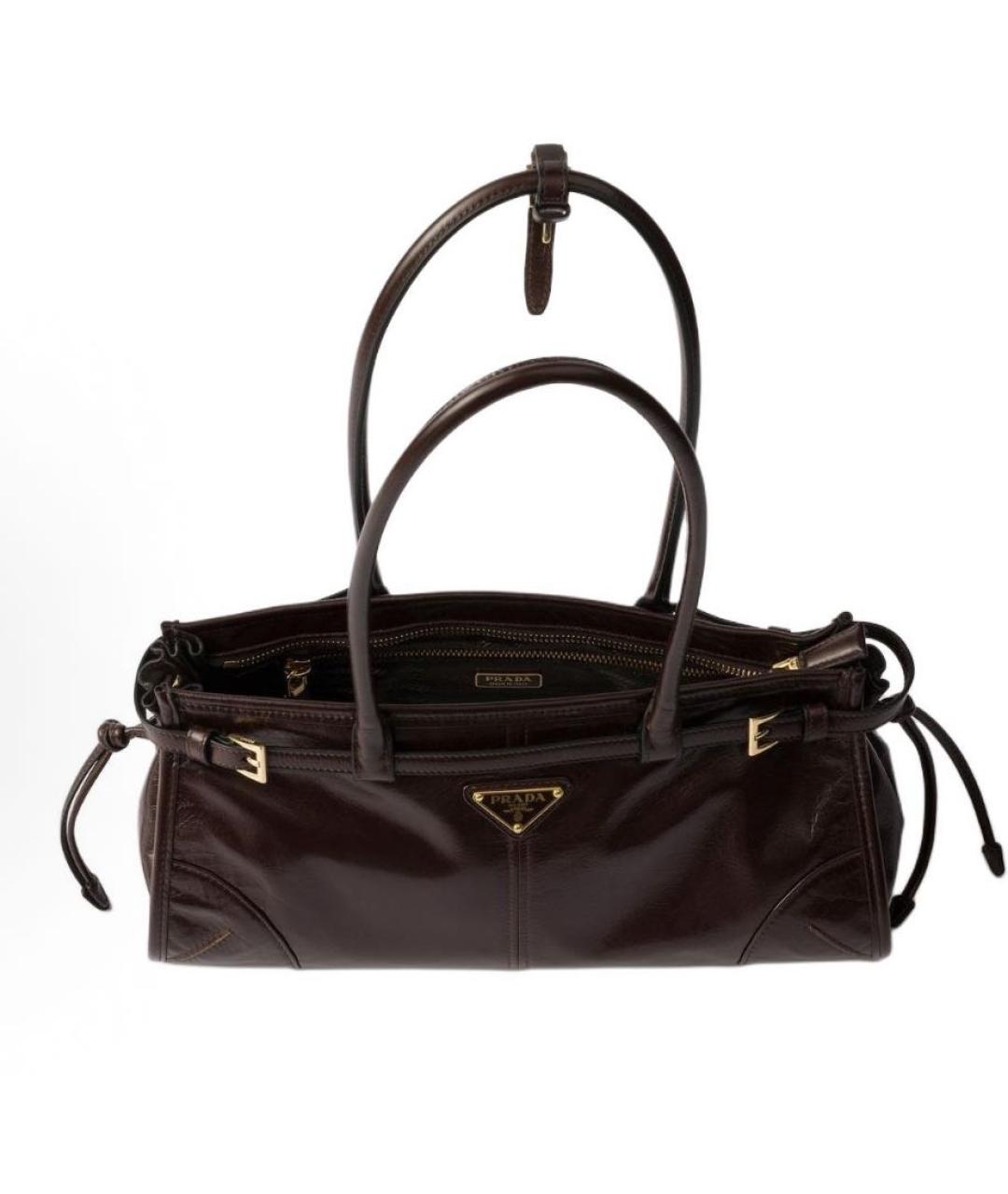 PRADA Коричневая сумка через плечо из лакированной кожи, фото 3