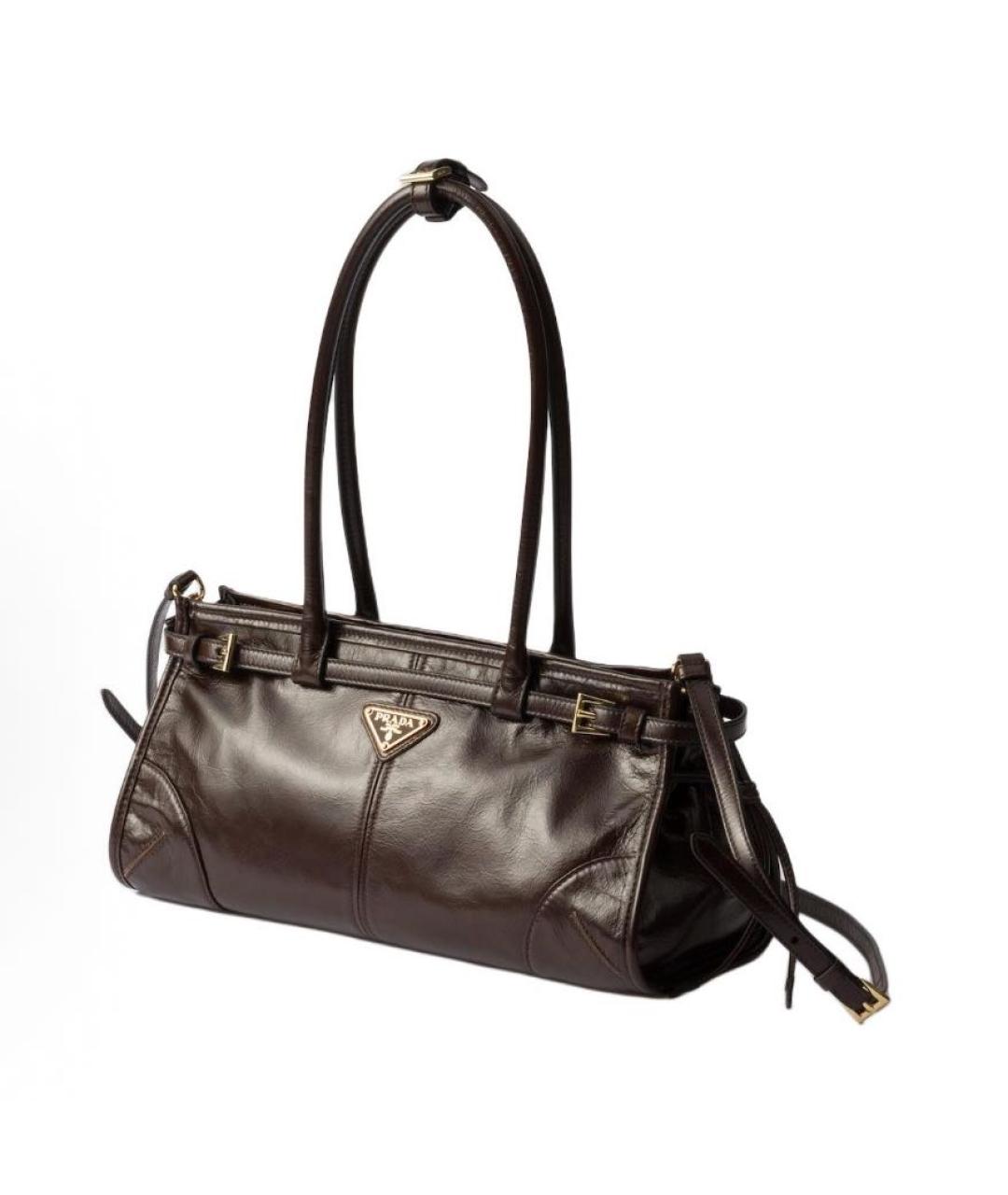 PRADA Коричневая сумка через плечо из лакированной кожи, фото 4