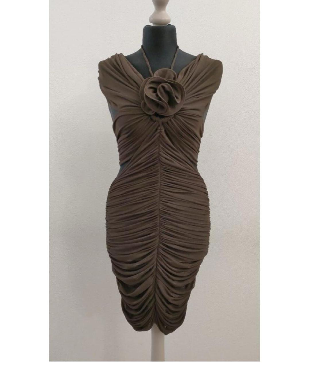 MAGDA BUTRYM Коричневое полиамидовое платье, фото 8