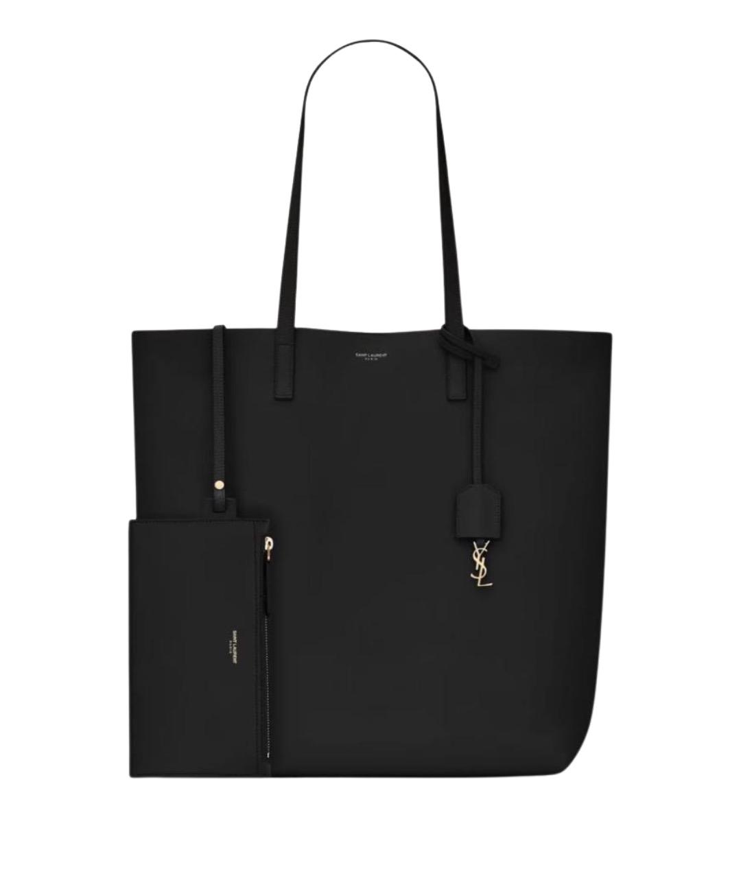 SAINT LAURENT Темно-синяя кожаная сумка тоут, фото 1