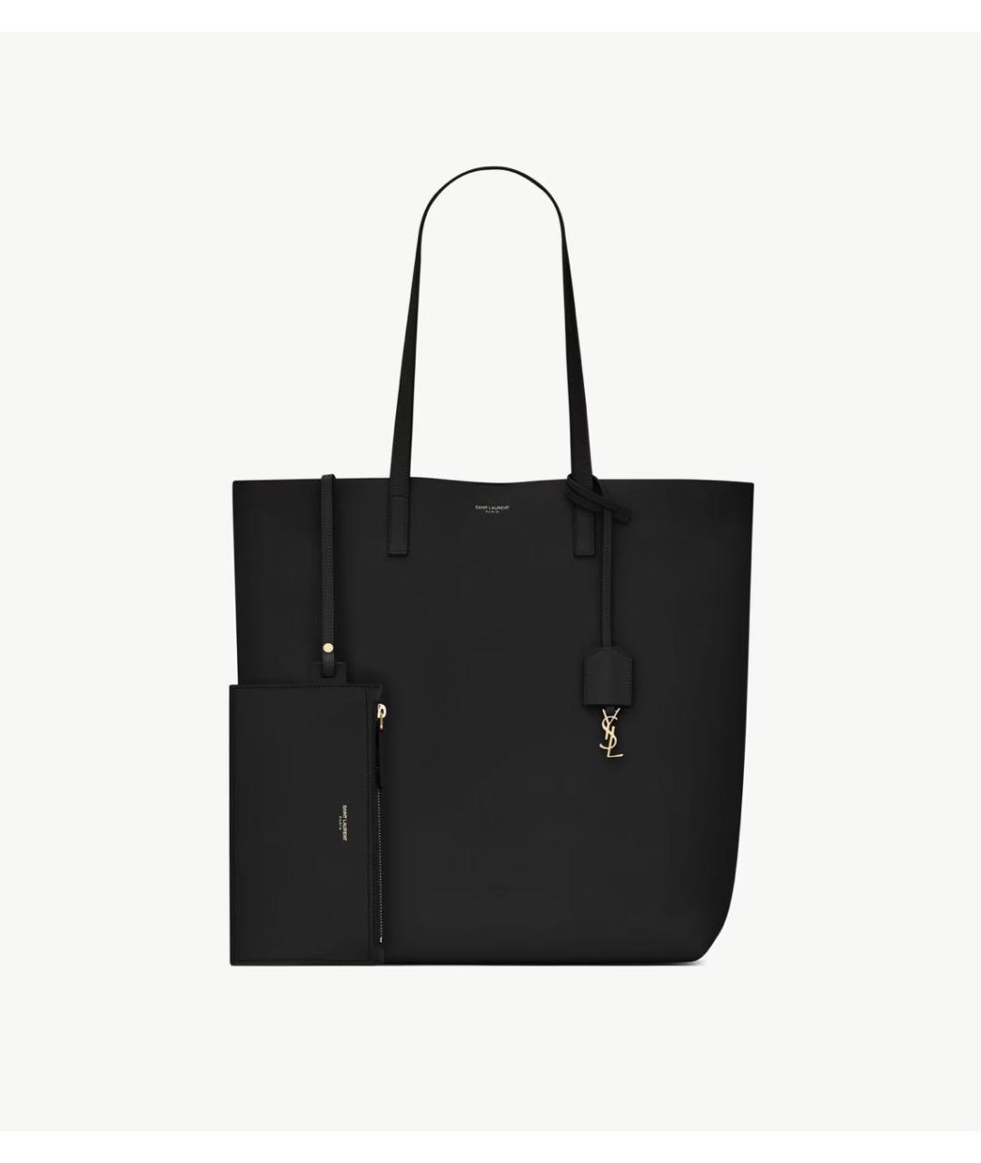 SAINT LAURENT Темно-синяя кожаная сумка тоут, фото 9