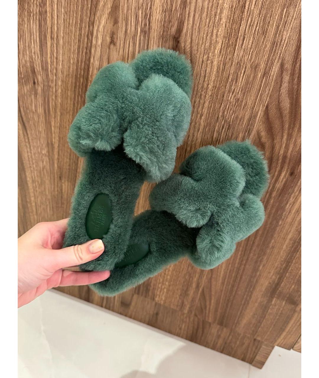 HERMES Зеленые шлепанцы, фото 2