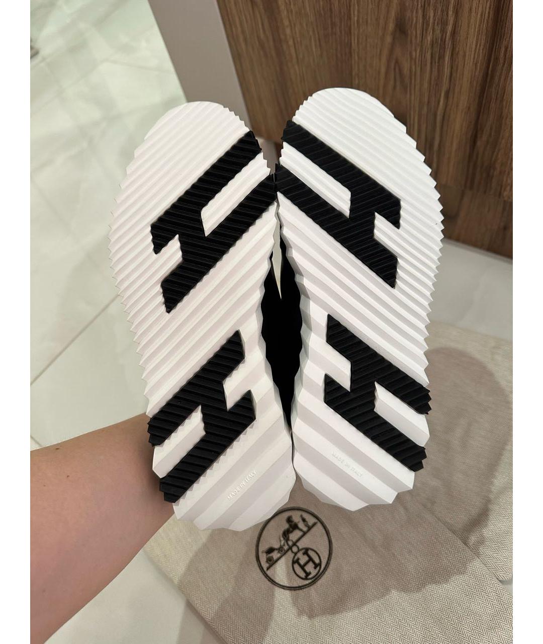 HERMES Черные кожаные кроссовки, фото 5