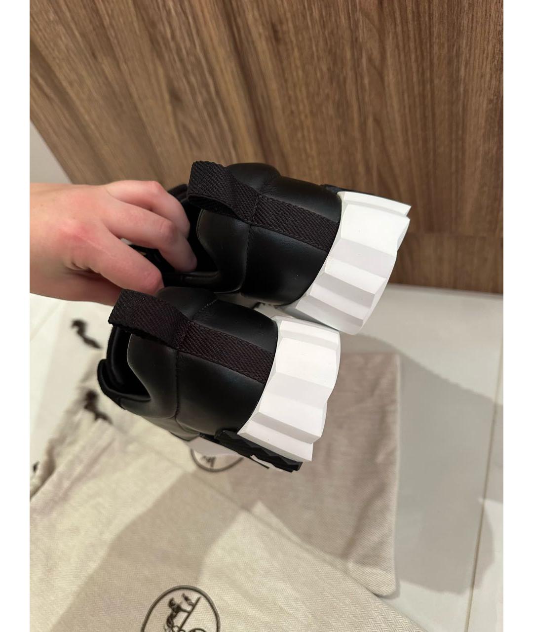 HERMES Черные кожаные кроссовки, фото 6