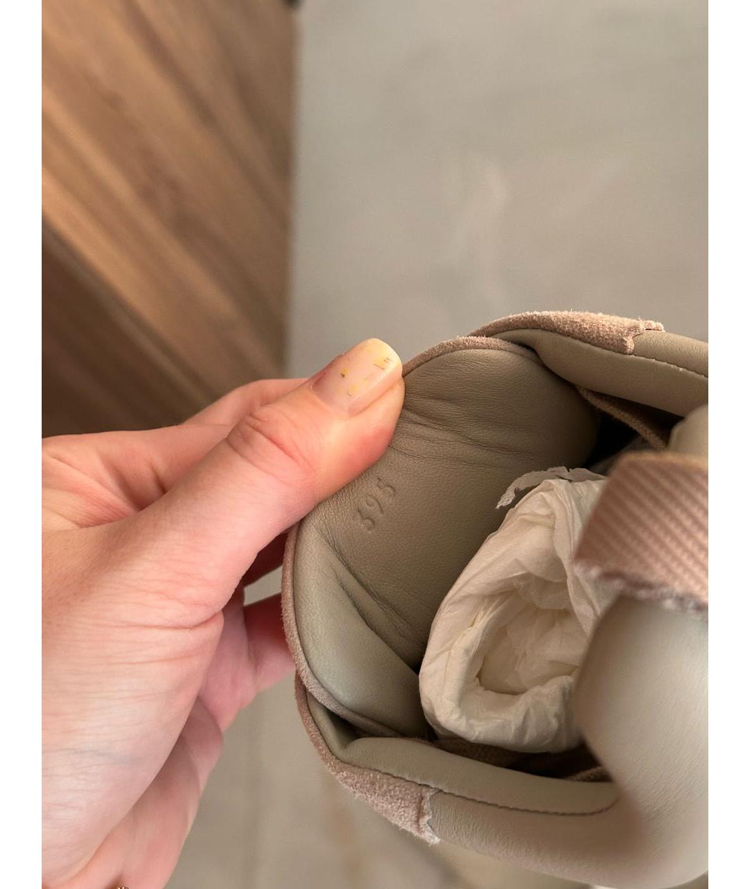 HERMES Бежевые кожаные кроссовки, фото 7