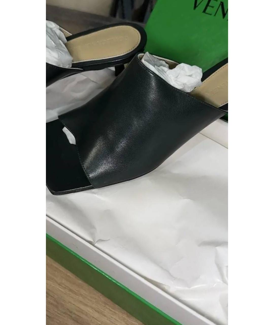 BOTTEGA VENETA Зеленые кожаные мюли, фото 3