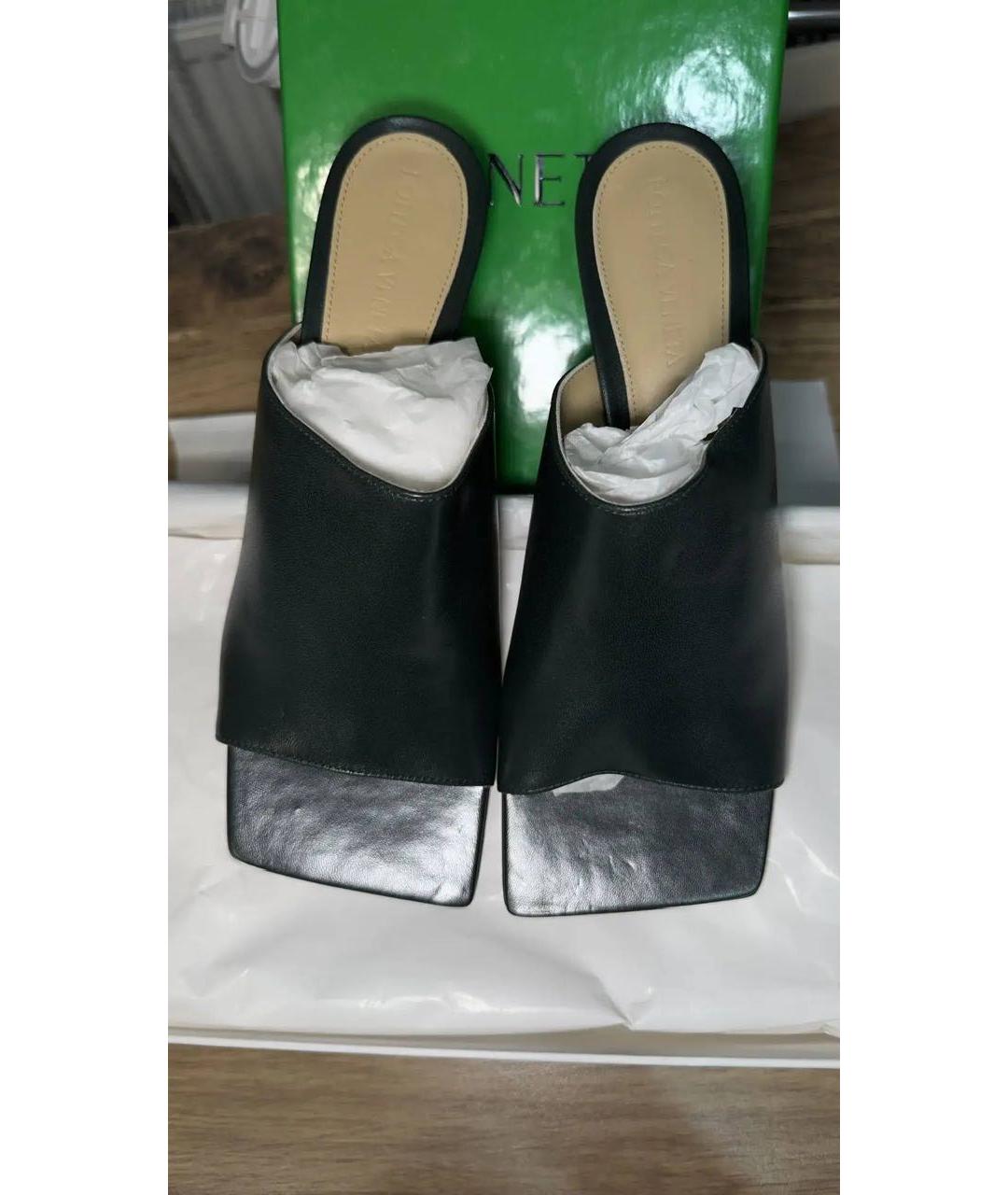 BOTTEGA VENETA Зеленые кожаные мюли, фото 2