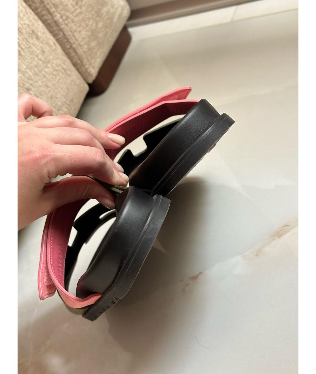 HERMES Мульти замшевые шлепанцы, фото 6