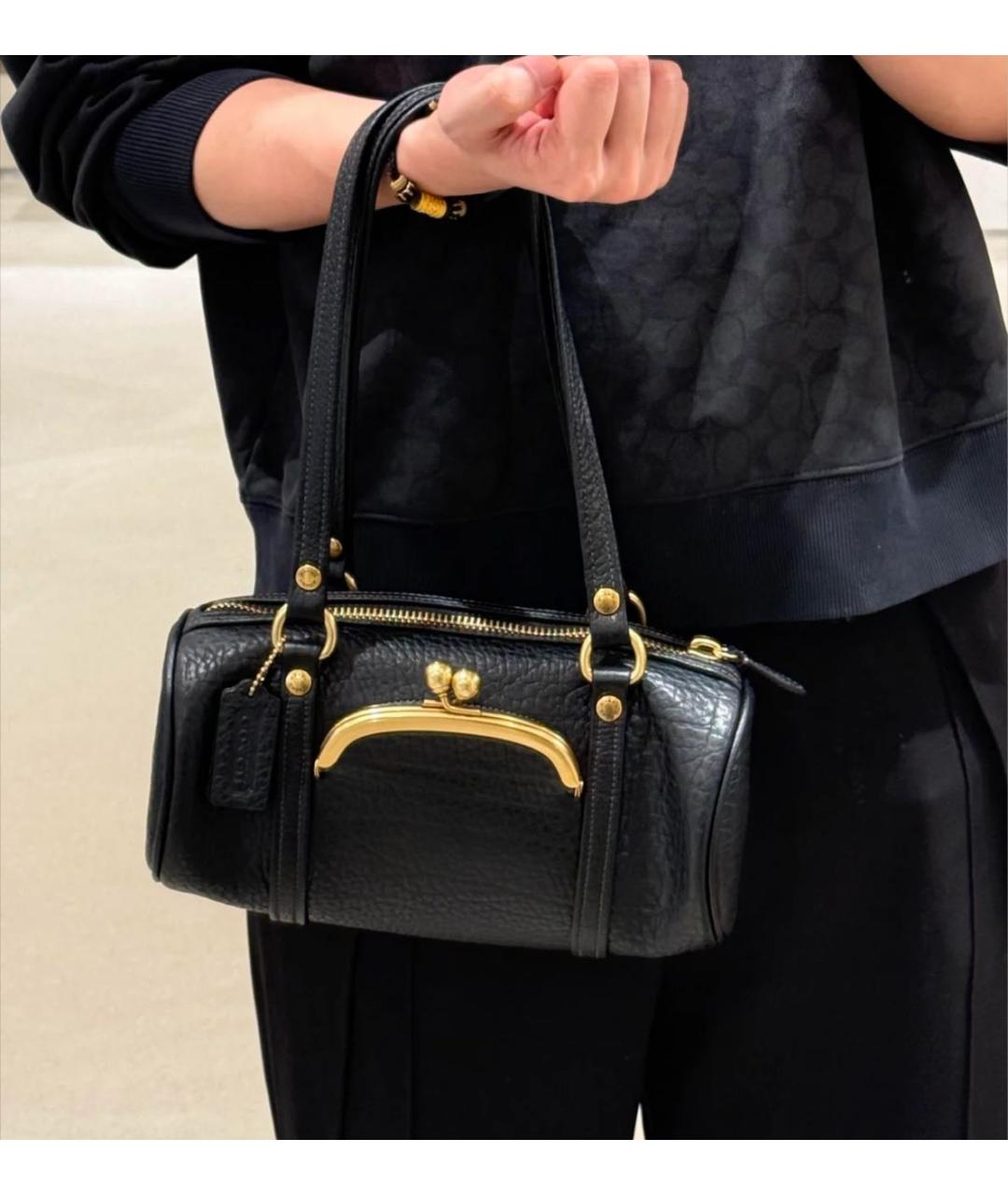 COACH Черная кожаная сумка через плечо, фото 5