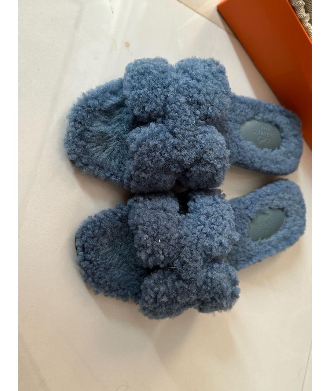 HERMES Синие шлепанцы, фото 5