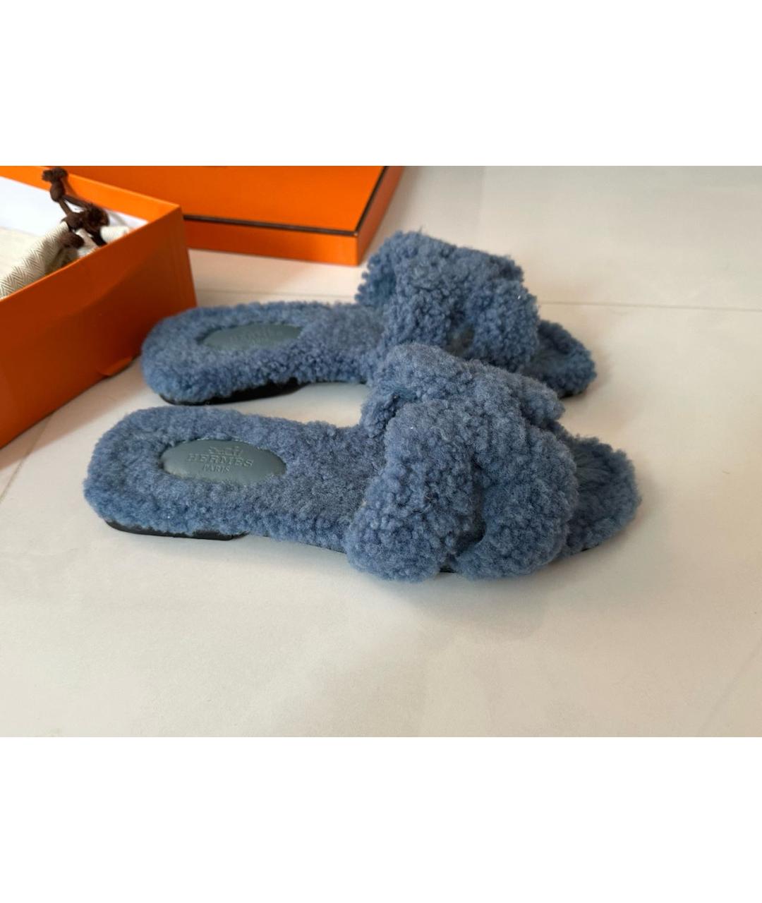 HERMES Синие шлепанцы, фото 8