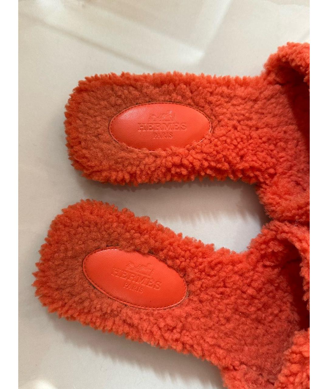 HERMES Коралловые шлепанцы, фото 4