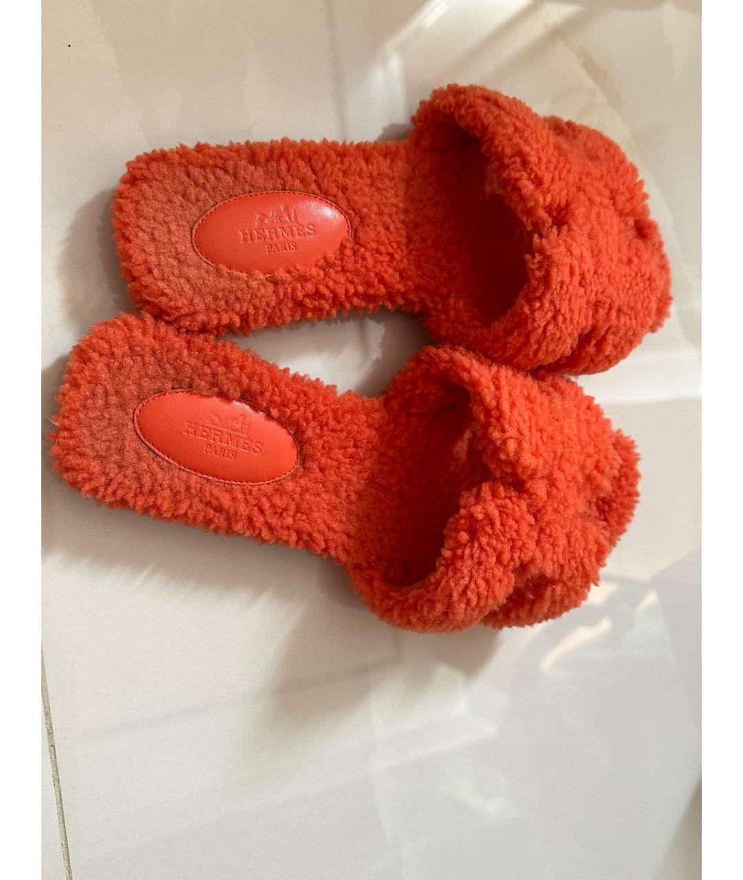 HERMES Коралловые шлепанцы, фото 7