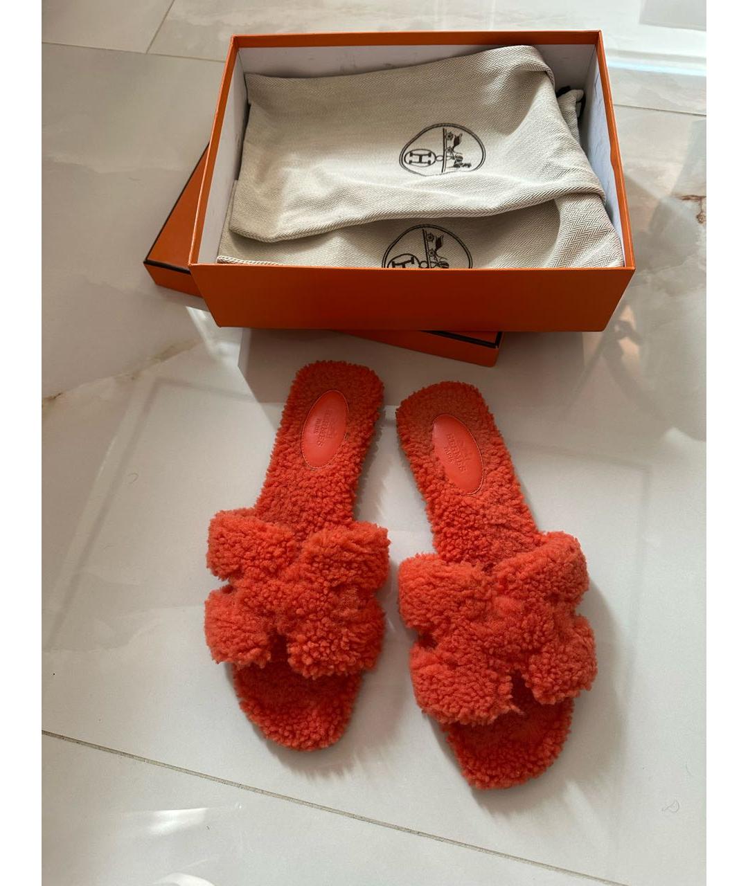 HERMES Коралловые шлепанцы, фото 2