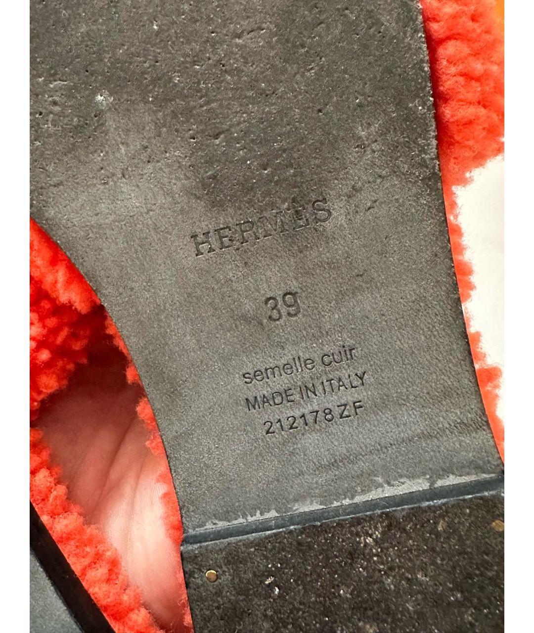 HERMES Коралловые шлепанцы, фото 6