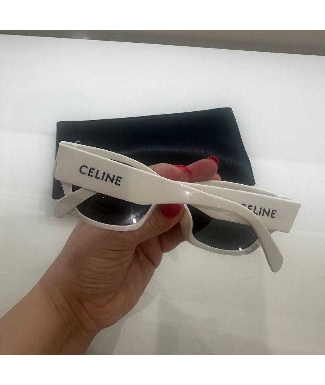CELINE Белые пластиковые солнцезащитные очки, фото 3